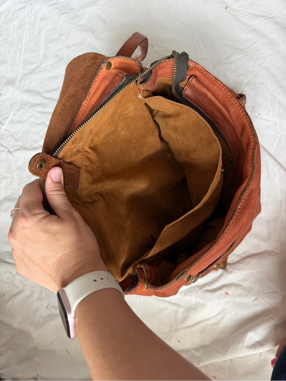 Rust Leather Studded Backpack - Picture 10 of 10